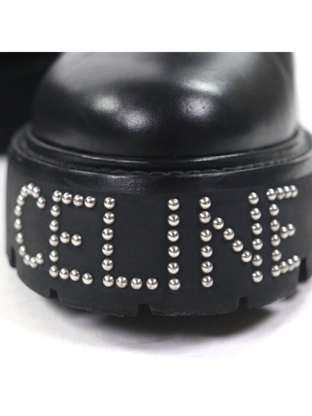 Celine Bulky Leather Hedi Slimane Era Logo Studs Lace Up Short Boots Black 42 - Picture 9 of 10